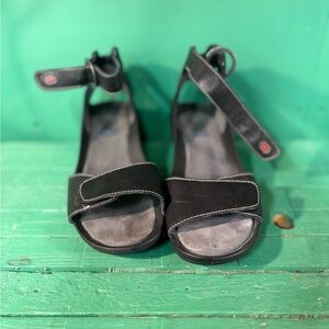 Wolky Black Suede Ankle-Strap Sandals